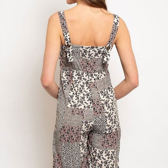 NEW Mix Floral Patch Print Button Front Jumpsuits - Picture 4 of 10